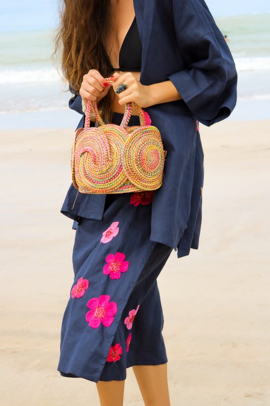 Bolsa charme alagoano rosa colorido