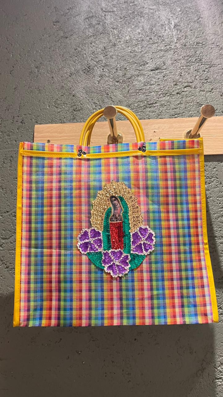 Bolsa de praia Nossa Senhora de Guadalupe - alça amarela