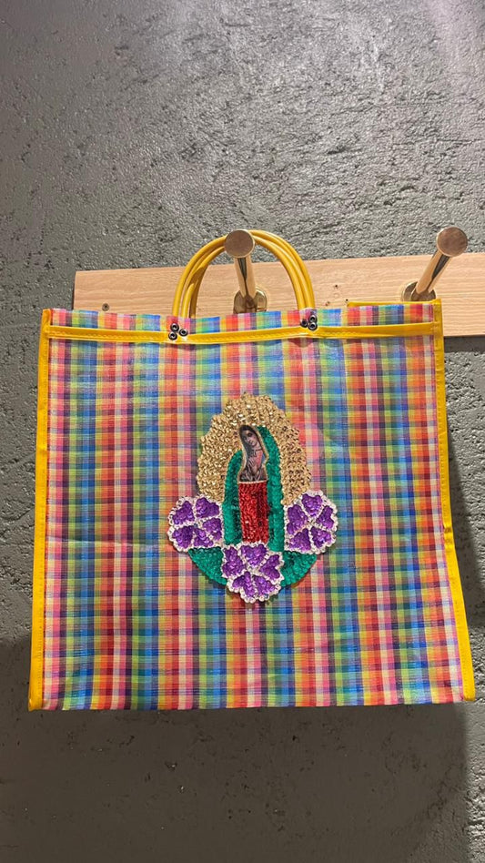 Bolsa de praia Nossa Senhora de Guadalupe - alça amarela